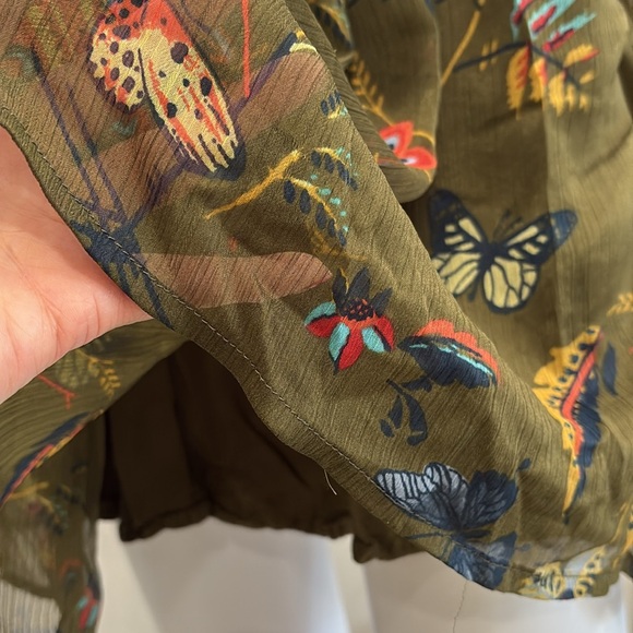 Abercrombie & Fitch Velvet Trim Butterfly Print Babydoll Dress Size Small Fairy - Picture 14 of 16